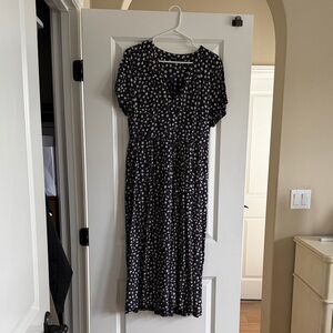 Madewell Navy Floral Midi Dress